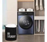 Panier à linge autoportant avec cordon de serrage 60L Panier pliable - Hydrofuge Rond Polyester Coton - Set de 2
