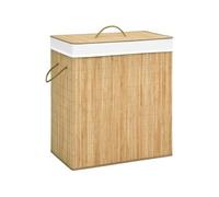 vidaXL Panier à linge 320740 - 2 sections - Bambou - 100 L - Marron G
