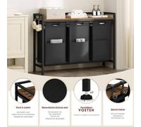 Panier à linge avec 3 sacs à linge – Panier à linge extensible – Structure métallique et couvercle en bois – Pour la buanderie, la salle de bain ou la chambre à coucher – Noir – Moderne et peu encombr
