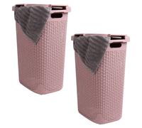 Panier à linge avec couvercle, 60 litres, lot de 2, rose