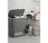 Panier à linge avec couvercle à 3 compartiments - Panier à linge avec 3 doublures amovibles pour salle de bain familiale - Panier à linge pliable en tissu Oxford extra large de 160 L pour chambre