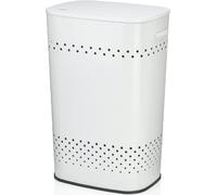 Panier à linge, avec couvercle d'assise, 60 L, inox avec revêtement époxy, blanc - Kela | Malaga