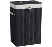 Panier à linge avec couvercle et sac amovible, capacité de 72 litres | Couleur : Noir | Dimensions : 40 x 30 x 60 cm