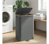 Panier à linge avec couvercle et séparateur pour le tri du linge | Gris | 38,5 x 52 x 75 cm