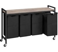 Panier à linge avec étagère et roulettes - 4 x 398L poches en tissu Oxford - Amovible