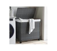 vidaXL Panier à linge à roulettes Gris 60x35x60,5 cm Rotin