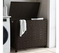 vidaXL Panier à linge à roulettes brun foncé 66x35x60 cm rotin