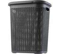 Panier à linge - Bac à linge 50 l - Avec couvercle - Plastique PP - Grande capacité - Gris foncé