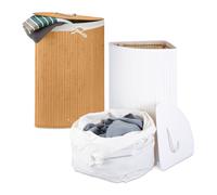 Panier à linge bambou 64 L Panier à linge pliant Corbeille à linge en bambou