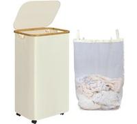 Vendos85 Panier à linge sur roues - Beige