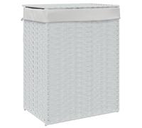 Panier à linge blanc avec couvercle, fabriqué en polyrotin durable