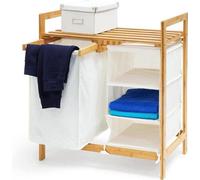 Panier à linge blanc de 40 litres avec 3 compartiments et une poignée