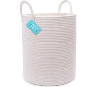 Panier à linge Blanc Grand panier de rangement - Panier de plafond - Panier à linge pour bébé - Rangement en osier tissé - Panier à repasser - Panier de rangement pour jouets - Panier en corde de coto
