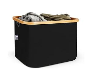 Panier a Linge Boite Rangement en Tissu Sans Couvercle 40L Utile Etagère Paniers Kallax - Corbeille a Linge Enfant Paniers Dressing Panier Cadre Bambou Boîte Casier Cube de Rangement Jouets Pliable