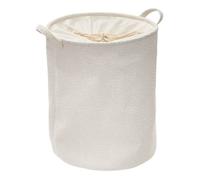 5five Panier à linge rond pliable en tissu éponge 56 L Blanc