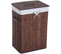 Panier à linge, cadre en bambou, 30 cm x 60 cm x 45 cm, grande capacité, doublure amovible, design pliable