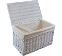 Panier à linge Coffre à linge en osier blanc rectangulaire avec couvercle LxPxH 70x42x42 XL