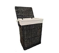 Panier à linge Coffre à linge en osier noir rectangulaire avec couvercle LxPxH 48x36x62cm 96L