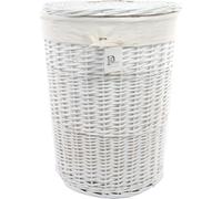 Panier à linge Coffre à linge Osier blanc rond 96L Housse couvercle D.46 H.62