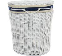 Panier à linge Coffre à linge Osier ovale blanc Couvercle Housse marine 55x42 H.62cm