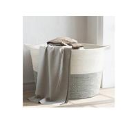 vidaXL Panier à linge gris et blanc Ø60x36 cm coton