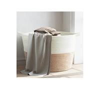 vidaXL Panier à linge marron et blanc Ø60x36 cm coton
