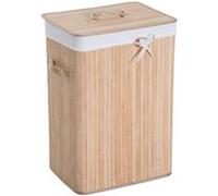 Panier à linge corbeille à linge bac à linge bambou pliable couvercle sac amovible 3 poignées PU 40L x 30l x 60H cm beige Beige G