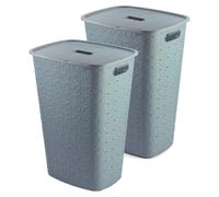 Panier à linge Curver Softex avec couvercle, 56 litres - Lot de 2 - Bleu