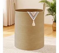 Panier à linge de 100 litres, forme ronde, tressé, avec poignées en coton, idéal pour les chambres d'enfants, les salons ou les buanderies, en jute