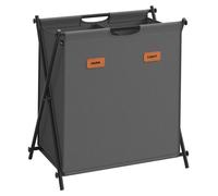 Panier à linge de 115 litres avec 2 compartiments | Gris ardoise | 60 x 40 x 66 cm