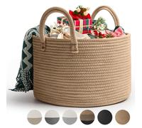 Panier à linge de 32 litres, tressé en coton, avec corde. Panier pliable pour le rangement, avec poignée, dimensions 40x25 cm
