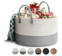Panier à linge de 32 litres, tressé en coton gris, dimensions 40 x 25 cm