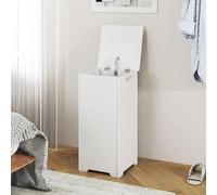 Panier à linge de 34 litres avec couvercle à charnières en métal, pour salle de bain, de couleur blanche