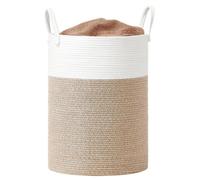 Panier à linge de 80 litres pour enfants, en corde de coton | Blanc, gris et marron | 40 x 40 x 60 cm