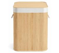 Panier à linge de 95 litres avec couvercle en bambou | Naturel | 40x40x61 cm