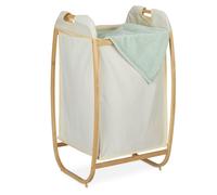 Panier à linge de grande taille, avec cadre en bambou, dimensions 80x44x43 cm, incluant un sac à linge de 70 litres