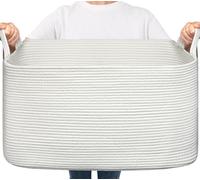 Panier à linge de rangement pliable - Panier à linge carré tressé - Panier à linge pour chambre d'enfant et jouets - 65 l - Blanc
