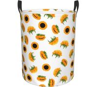 Panier à linge décoré de motifs de tournesols, panier à linge autonome et portable pour les vêtements et la buanderie, dimensions : 34 x 42 cm