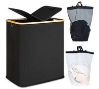 Vendos85 Panier à linge double - Noir