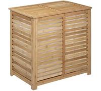 Panier à linge double en bambou naturel - L.60 x l.40 x H.58 cm