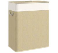 Panier à linge double - HOMCOM - couvercle, panier à linge en bambou 100 L avec poignées en corde