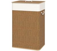 Panier à linge en bambou avec couvercle, 72 litres – marron/blanc | Couleur : Marron, Blanc | Dimensions : 30x40x60 cm