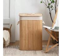Panier à linge en bambou avec couvercle, design classique, grande capacité et pliable, forme rectangulaire et ronde, doublure multifonctionnelle, panier de rangement pour vêtements, convient pour la m