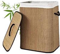 Panier à linge, en bambou, design peu encombrant, 72 L