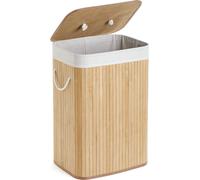 Panier à linge en bambou - pliable - 72 litres - naturel - 40 x 30 x 60 cm