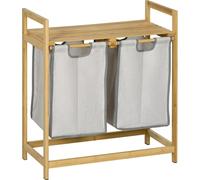 Panier à linge en bambou - Tri-linge - 2 sacs amovibles - 64 × 33 × 73 cm - Design moderne - Bois naturel