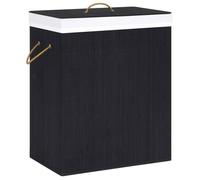 Panier à linge en bambou - vidaXL - 100 L - Noir - 52x32x62,5 cm - 2 sections - Doublure amovible - Poignées - Pliable