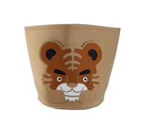 Panier à Linge en Coton, Panier à Linge Épais et Pliable, Motif Animal Mignon, Panier de Rangement pour Jouets, Seau Cylindrique pour Vêtements, 30 X 27 CM (Tigre)