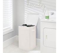 Panier à linge en fibre synthétique respirante - panier à linge design pour buanderie, salle de bains ou chambre à coucher - panier à linge pliable avec couvercle et poignées - crème/blanc