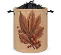 Panier à linge en forme de feuilles et de fruits d'automne avec couvercle, pliable, imperméable, grand panier à linge avec cordon de serrage, panier de rangement avec poignées pour la maison, la salle